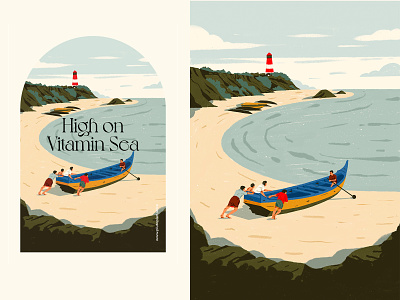 High On Vitamin Sea art cliffs clothing design fishermen illustration procreate sea