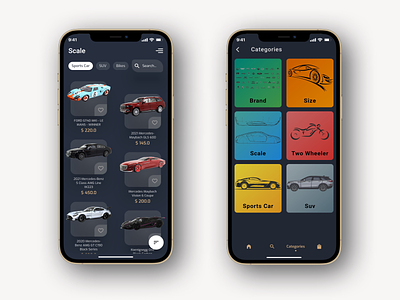 Categories & Products app car categories design ecommerce list motar products screen
