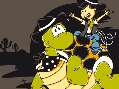 T-Shirt illustration - Cowboys cowboy illustration kids summer camp t shirt turtle