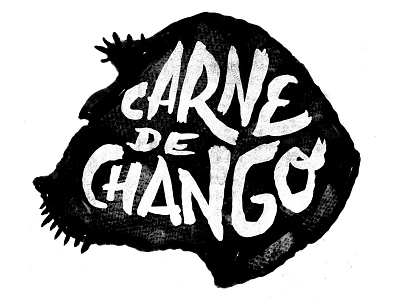 Carne de Chango ape black and white brush chimp handdrawn logo monkey music type
