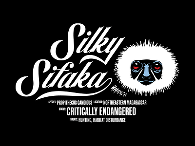Silky Sifaka endangered species illustration lettering script type typography