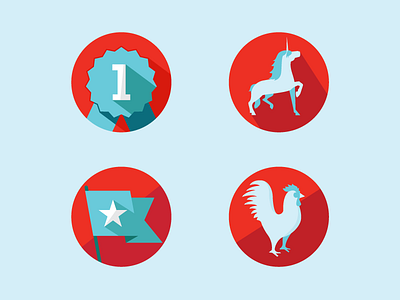 Big Honcho Icons flag icon medal ribbon rooster shadow star unicorn