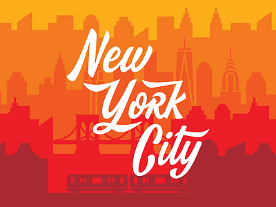 New York City custom handlettering illustration illustrator lettering new york city nyc script skyline type typography vector