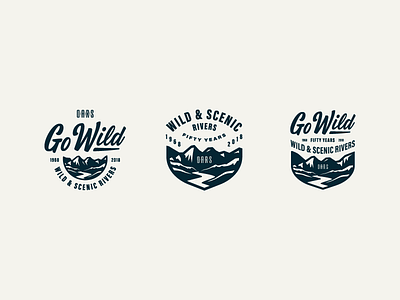 Go Wild process badge branding illustration illustrator lettering mountains patch river script typography