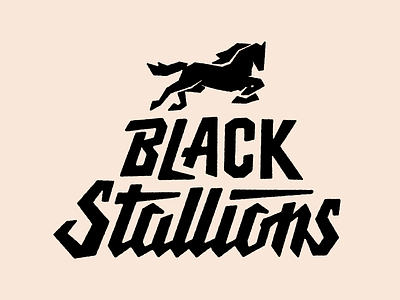 Black Stallions cool dark halloween horse lettering modern blackletter patch script trendy type typography