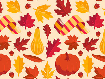 Fall Pattern acorn autumn fall illustration leaf pattern pumpkin scarf vector
