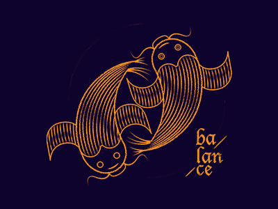 Balance balance fish gold koi line art minimal minimalist