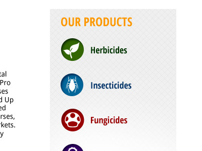 Products Sidebar for Agrisel site icons sidebar texture