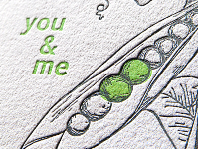 Peas in a pod illustration letterpress