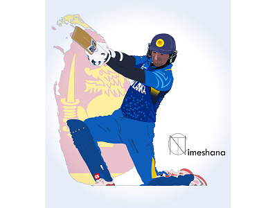 Sri Lankan Cricketer Vector | Kumar Sangakkara design flat illustration illustrator minimal vector