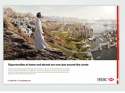HSBC Ad campaign for the opening of HSBC in Oman branding design illustration