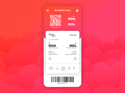 Daily UI #024 (Boarding Pass) 024 boarding pass daily ui daily ui 024 day 24 design graphic design myanmar ui ui design ux