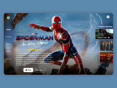 Daily UI #025 (TV App) 025 daily ui daily ui 025 day 25 design graphic design myanmar netflix spider man tv app ui ui design ux