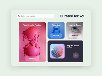 Daily UI #091 (Curated for You) 090 091 092 3d curated for you daily ui dailyui day 091 design graphic design illustration myanmar ui ui design ux