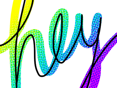 Hey cursive doodle gradient halftone handwriting hello hey lettering photoshop pixies rainbow type