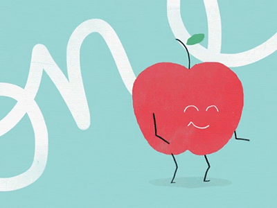 Fruit Boogie - Apple animation boogie character cursive dancing design fruit fun illustration kids type typography