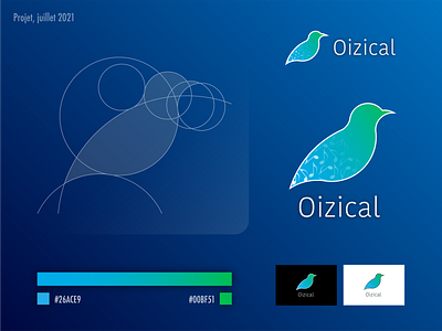 Oizical • Application de musique factice • Logo juillet 2021 bird board color logo music musique oiseau ui