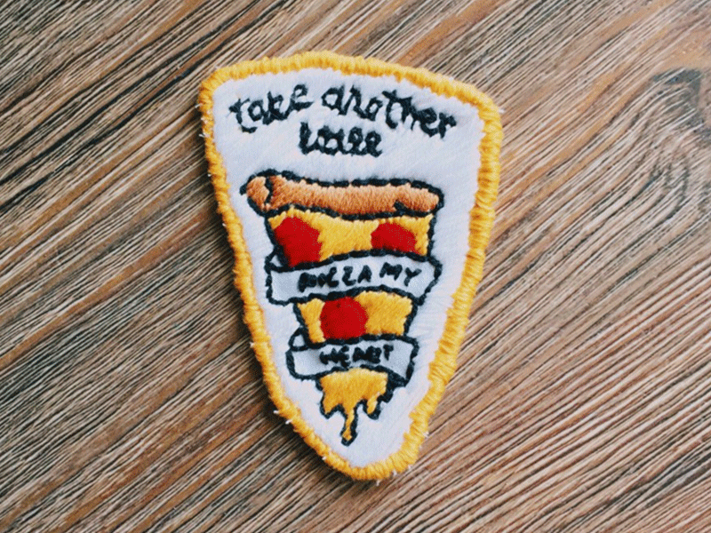 Pun Patches embroidery handmade patch pizza pun sewn stitch taco