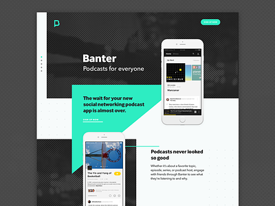 Banter Landing Page Concept beta editorial landing page podcasts triangle
