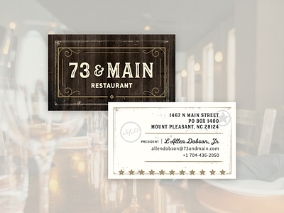 73 & Main Business Cards branding business card north carolina restaurant