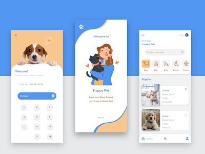 Happy Pet app design icon typography ui