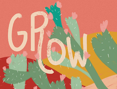 Grow illustration lettering procreate