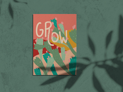 Grow cactus illustration lettering nature plants poster procreate