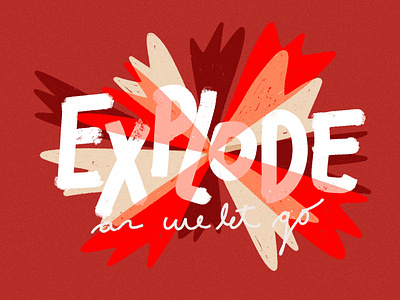 Explode illustration lettering lyric lyrics procreate red