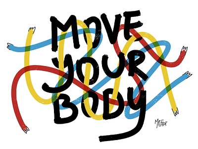 Move your body design exercise illustration lettering poster procreate typography