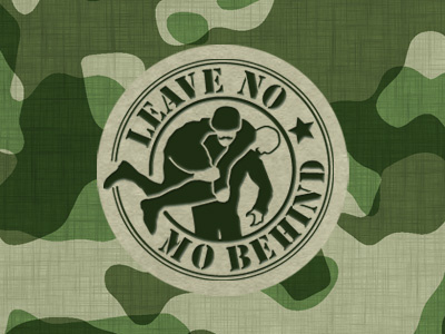 Leave No Mo Behind army brand circle logo mark mo movember mustache seal symbol team