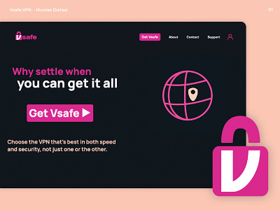 VSafe VPN Design Practice animation branding design graphic design logo minimal typography ui web website