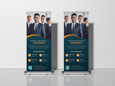 Business Conference Roll up banner Design banner ads banner design branding business agency business roll up banner conference roll up banner design flat minimal modern retractable banner roll up banner signage standee x stand