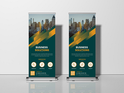 Corporate Business Solution Roll Up Banner banner ads banner design branding business roll up banner design flat minimal pop up banner retractable banner roll up banner roll up banner design signage banner signage standee x stand
