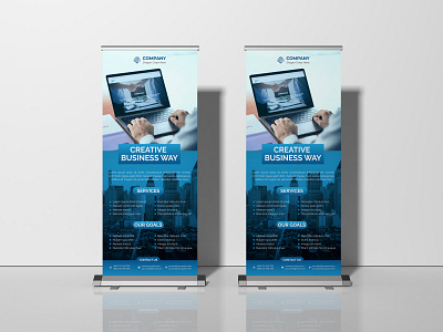 Creative Business Roll Up Banner banner design business roll up banner flat minimal modern banner pop up banner retractable banner roll up banner roll up banner design signage banner signage standee standee vector x stand