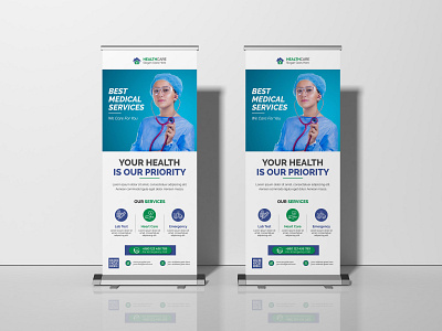 Medical healthcare roll up banner design