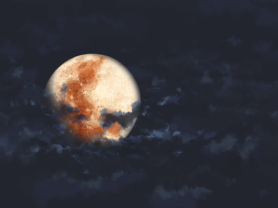 Smoke Moon artwork blue digital painting midnight moon navy night original photoshop sky
