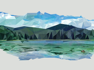 Andrews Pond geometric illustrator landscape low poly lowpoly reflection vector