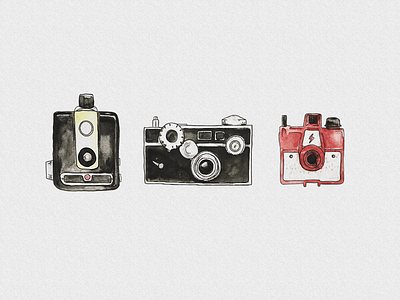Vintage cameras camera illustration ink ipad photography watercolor