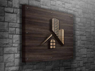 Wooden Logo HUT MockUp