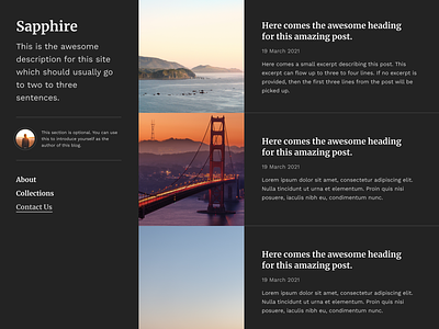 Sapphire – A Personal Blog Design blog blog design blogging personal website theme web design