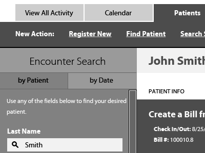 Patient Accounting System Wireframe desktop application health care interaction design wireframe