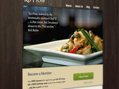 Ka-Prow Bistro Homepage cms restaurant web design