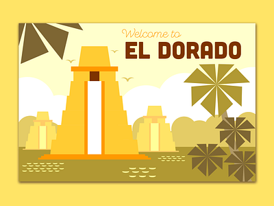 El Dorado Postcard eldorado huevember illustration illustrator minimalist postcard travel vector yellow