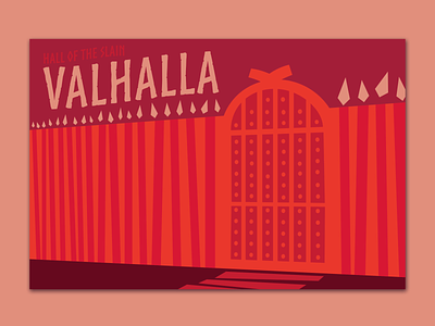 Valhalla Postcard affinity designer huevember illustration illustrator postcard red travel typography valhalla vector