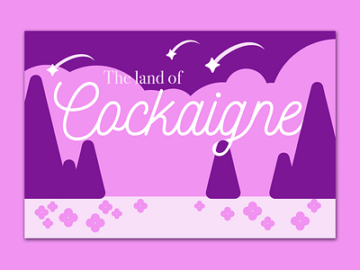 Cockaigne Postcard huevember illustrator magenta postcard travel typography vector