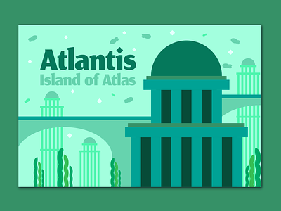 Atlantis Postcard architecture huevember illustrator minimalist postcard vector vector illustration