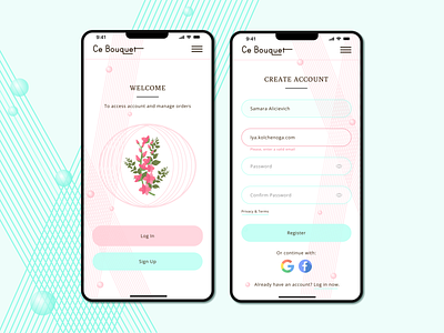 Sign Up Bloom Up | Daily UI 001 blooming blossom bouquet challenge daily dailyui001 flowers form french style light colors lines balls log in registration sign in sign up spring colors ui