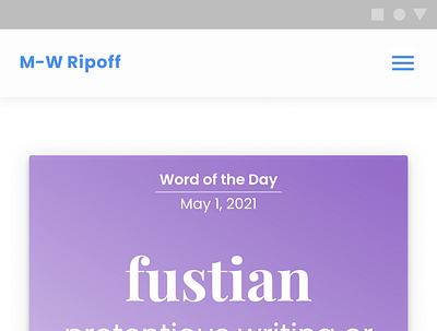 Interface Recreation of Merriam-Webster's "Word of the Day" minimal typography ui web