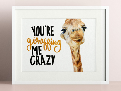 You're Giraffing Me Crazy animals branding design giraffe graphic design illustration watercolor