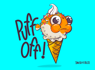Puff Off animals cone design funny graphic design ice cream illustration puffer fish vector